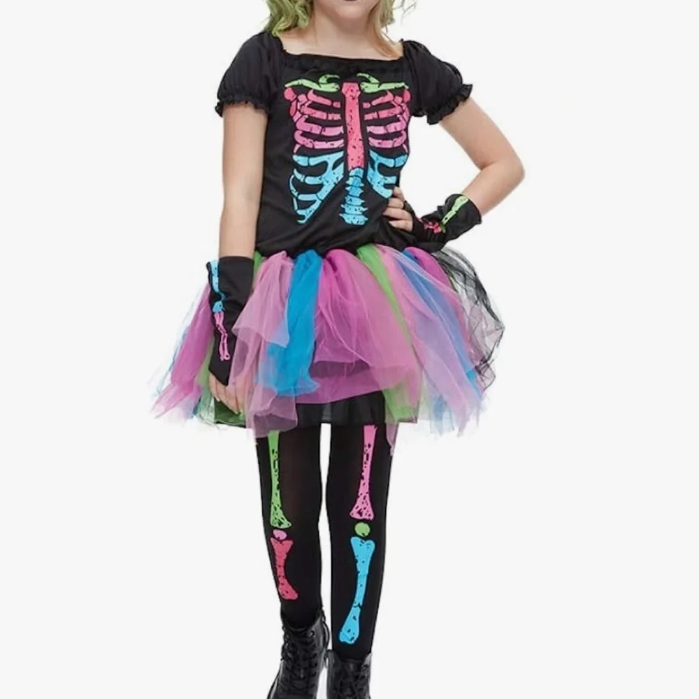 Spooky Girls Funky Punky Bones Costume. Used